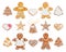 Set of Christmas gingerbread - sweet cookies in the form of holiday symbols and objects