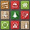 Set of christmas icons in flat style