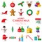 Set of christmas icons on white background