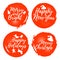 Set of Christmas label.Font with Brush. XMas badges. Vector