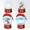Set of Christmas magic balls. A collection of glass balls with a santa hat. Vector illustration.