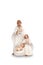 Set of Christmas nativity scene and angel figurines isolated on white background