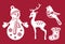 Set of Christmas or New Year decoration. Snowman, bird, deer, Christmas sock.