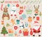 Set of Christmas and New Year elements with animals and Santa