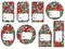 Set of Christmas and New Year tags. Blank and as a gift for a present. Paper festive labels