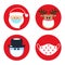 Set of Christmas pandemic stickers. Santa claus, deer, snowman in medical protective masks