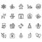 Set Of Christmas Related Vector Lines Icons.