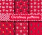 Set of Christmas seamless patterns set. Cute colorful festive red backgrounds for Christmas and New Year