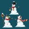 Set of Christmas snowmen. Collection of funny cartoon