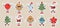 Set of Christmas stickers, Groovy retro characters. Snowman, Santa Claus, Christmas tree, gingerbread, bell, star, Christmas ball.