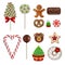 Set of christmas sweets. isolated lollipops, candies, chocolates, cookies and cakes