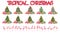 Set of christmas tree made of tropical leaves monstera, avocado, flamingos in Santa Claus hats, gifts under the Christmas tree,