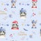Set of Christmas Woodland Cute forest cartoon deer and cute raccoon animal character. Winter set of new year floral
