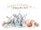 Set of Christmas Woodland forest cartoon hedgehog, cute squirrel, mouse, bunny hare animal character. Winter raccoon