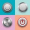 Set of chrome buttons.