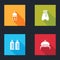 Set Church tower, Cossack pants, Two towers in Dnipro and Bread and salt icon. Vector