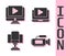 Set Cinema camera, Online play video, Director movie chair and Online play video icon. Vector