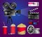 Set of cinema objects - modern vector realistic clip art