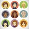 Set of Circle Female Icons