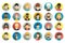 Set of circle persons, avatars, people heads different nationality in flat style.