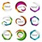 Set of circle swirl business logos, vector geometric icons