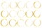 Set of circles frame with gold texture on a white background. 15 line styles with golden effect. Isolated vectors