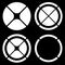 Set of circular crosshair (target mark) symbols or pie chart, pi