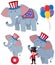 A set of circus elephants