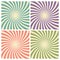 Set of circus graphic radius effects retro green, blue, purple, red color and light brown with halftone for comic background