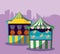 Set of circus tents with games