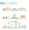 Set of city park elements - modern vector cartoon isolated illustration