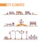 Set of city park elements - modern vector isolated objects