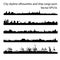 Set of city skyline silhouettes in a flat style for the footer or parallax effect.