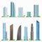 Set of city skyscrapers.Isolated buildings with modern architecture.Vector illustration.