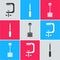 Set Clamp and screw tool, Screwdriver and Snow shovel icon. Vector
