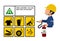 Set of Class A fire icon and the industrial worker hold the Extinguisher tank . Class A fire is fire uses commonly flammable