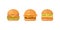 Set of classic burgers with flying ingredients. Vector hamburger icons.