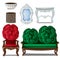 Set of classic furniture and interior decoration. Home decorative elements in antique style. Image in cartoon style