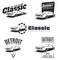 Set of classic muscle car emblems, badges and icons.