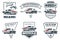 Set of classic muscle car logo, emblems, badges and icons.