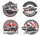 Set of classic muscle car round emblems, badges and signs.