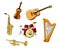 Set of classic musical instruments