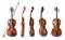 Set of classic violins on background