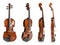 Set of classic violins on background