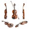 Set of classic violins on background