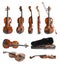 Set of classic violins on background