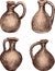 A set of the clay jugs
