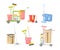 Set of Cleaning Service Equipment Janitor Mop, Detergent Bottle, Plunger, Brush Maid Tools for Washing and Housekeeping