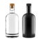 A Set of Clear Glass and Black Bottles for Whiskey, Vodka, Gin, Rum, Liquor or Tequila Bottle.