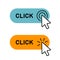 Set of Click here button with Cursor icon